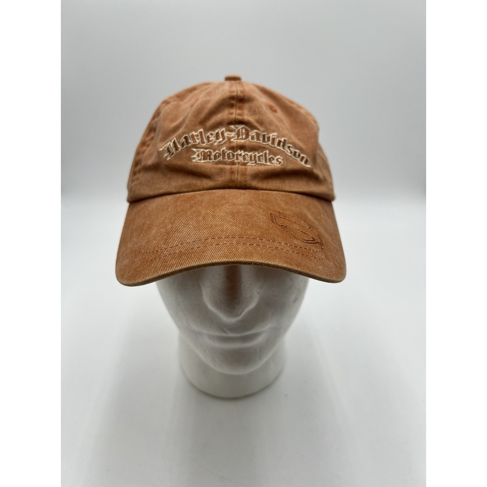 Harley Davidson Motorcycles Orange Distressed Dad Hat Cap Adjustable 2004
